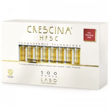 Fiole impotriva caderii parului 500 Crescina HFSC Transdermic, Femei, 20 fiole (Concentratie: Tratamente pentru par, Gramaj: 20 fiole)