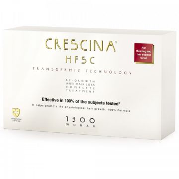 Tratament impotriva caderii parului 1300 Crescina HFSC Transdermic, Femei, 10+10 fiole (Concentratie: Tratamente pentru par, Gramaj: 10 fiole + 10 fiole)