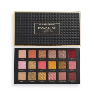 Paleta farduri Makeup Revolution Pro - Shadow Palette Rockstar (Gramaj: 18 g, Concentratie: Paleta fard de pleoape, CULOARE: Noir)