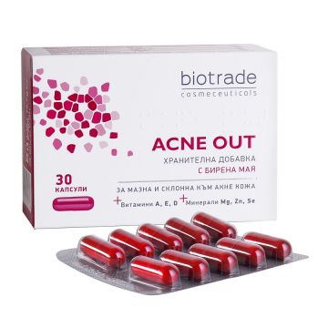 Supliment alimentar pentru ten gras cu tendinta acneica Biotrade Acne Out, 30 capsule (Gramaj: 30 capsule)