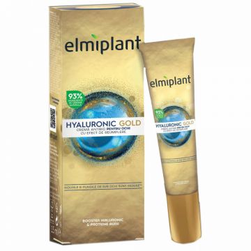 Crema antirid pentru ochi cu efect de umplere Hyaluronic Gold, Elmiplant (Concentratie: Crema pentru ochi, Gramaj: 15 ml)