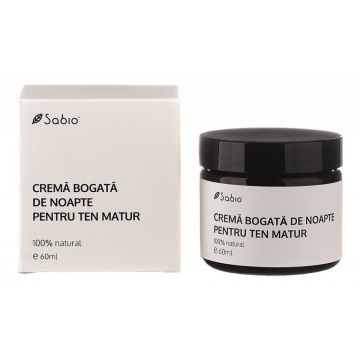 Cremă bogată de noapte pentru ten matur, Sabio (Concentratie: Crema, Gramaj: 60 ml)