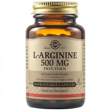 L-Arginină 500 mg, 50 capsule, Solgar (Gramaj: 50 Capsule)