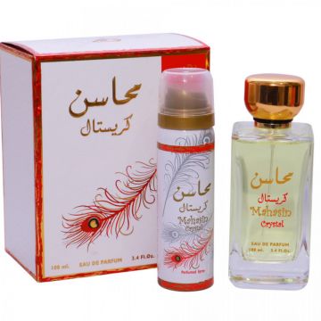 Lattafa Perfumes Mahasin Crystal Apa de Parfum 100ml + Deodorant Spray 50ml (Concentratie: Apa de Parfum, Gramaj: 100 ml)