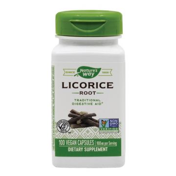 Licorice (Lemn Dulce) SECOM Natures Way 100 capsule (Concentratie: 450 mg)