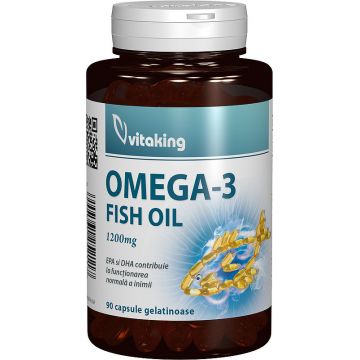 Omega 3 ulei de peste 1200 mg Vitaking 90 capsule (Concentratie: 1200 mg)