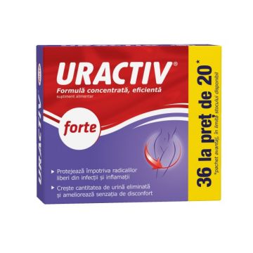 Pachet Uractiv forte, 20 + 16 capsule, Fiterman Pharma (Concentratie: 190 mg)