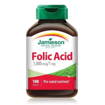 Acid Folic 1 mg Jamieson 100 tablete (TIP PRODUS: Suplimente alimentare, Concentratie: 1 mg)