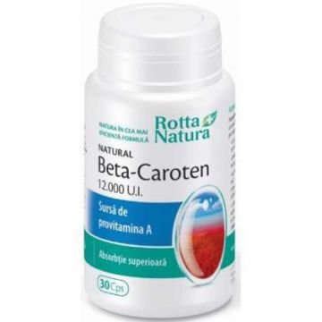Beta-Caroten Natural 12000 UI Rotta Natura 30 capsule (TIP PRODUS: Suplimente alimentare, Concentratie: 72 mg 12.000 U.I.)