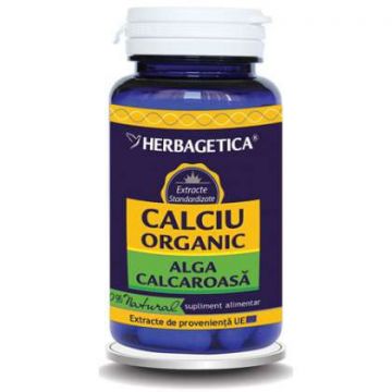 Calciu Organic Herbagetica capsule (Ambalaj: 60 capsule, TIP PRODUS: Suplimente alimentare, Concentratie: 180 mg)