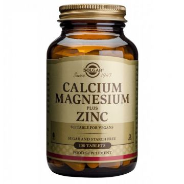 Calcium Magnesium + Zinc Solgar 100 tablete (TIP PRODUS: Suplimente alimentare, Concentratie: 471.66 mg)