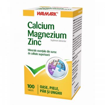 Calcium Magnezium Zinc, 100 tablete, Walmark (TIP PRODUS: Suplimente alimentare, Concentratie: 475 mg)
