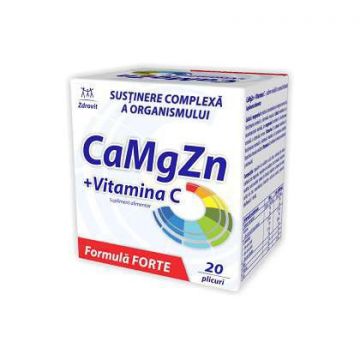 CaMgZn plus Vitamina C Forte Zdrovit (Ambalaj: 20 plicuri, TIP PRODUS: Suplimente alimentare)
