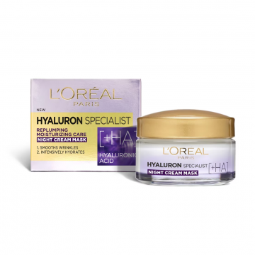 Crema antirid de noapte cu acid hialuronic, 50ml, L'Oreal Paris