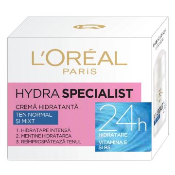 Crema hidratanta pentru ten normal si mixt Hydra Specialist, 50ml, L'Oreal Paris