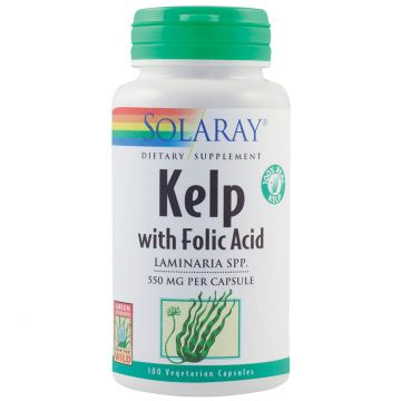 Kelp 550 mg cu Acid Folic SECOM Solaray 100 capsule (Concentratie: 550 mg)