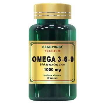 Omega 3 6 9 ulei de in 1000 mg Cosmopharm Premium (Ambalaj: 30 capsule, Concentratie: 1000 mg)