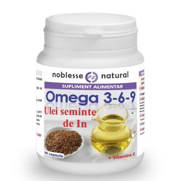 Omega 3-6-9 Ulei din semințe de în 500 mg și Vitamina E,Noblesse (Gramaj: 90 capsule)