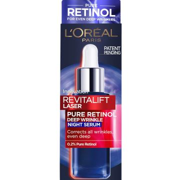 Ser antirid de noapte imbogatit cu 0.2% retinol pur Revitalift Laser, 30ml, L'Oreal Paris