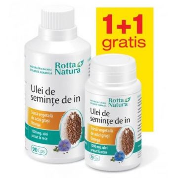 Ulei de seminte de in Rotta Natura capsule (Concentratie: 1000 mg, Ambalaj: 90+30 capsule)
