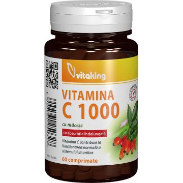 Vitamina C 1000 mg cu Macese Vitaking 100 tablete (TIP PRODUS: Suplimente alimentare, Concentratie: 1000 mg)