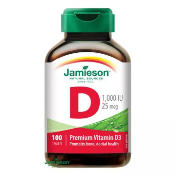 Vitamina D3 1000UI Jamieson 100 tablete (TIP PRODUS: Suplimente alimentare, Concentratie: 1000UI)
