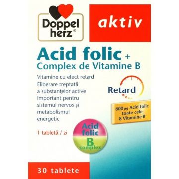Acid Folic plus Complex de Vitamine B DoppelHerz 30 tablete (TIP PRODUS: Suplimente alimentare)