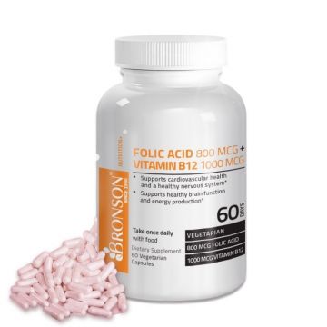 Acid folic + Vitamina B12 60 capsule Bronson Laboratories (Ambalaj: 60 capsule)