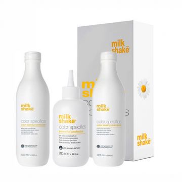 Kit pentru protejarea si mentinerea culorii Milk Shake Color Specifics Sampon 1000 ml + Balsam 1000 ml + Tratament 200 ml (Concentratie: Sampon, Gramaj: 1000 ml + 1000 ml + 200 ml)