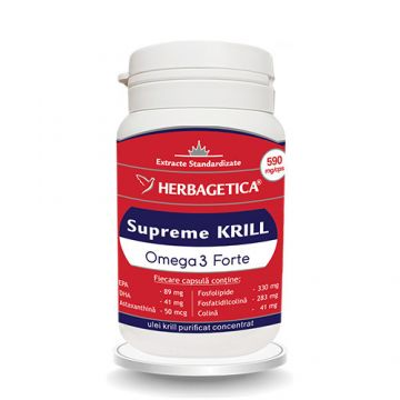 Krill Oil Supreme Omega 3 Forte, 60 capsule, Herbagetica (Ambalaj: 60 capsule)