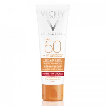 Crema antioxidanta anti-rid 3 în 1 SPF 50+ Capital Soleil Vichy (Concentratie: Crema, Gramaj: 50 ml)