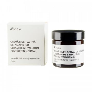 Crema hidratanta multi-activa de noapte cu ceramide si hyaluron Sabio pentru ten normal (Concentratie: Crema, Gramaj: 60 ml)