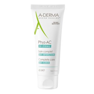 Cremă pentru ten cu tendinta acneica A-Derma Phys-AC Global (Concentratie: Crema, Gramaj: 40 ml, Gama: Phys-AC)