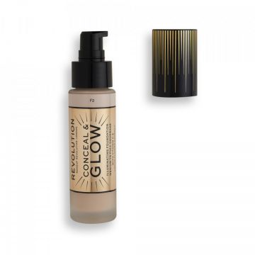 Fond de ten Makeup Revolution Conceal & Glow (Concentratie: Fond de ten, Gramaj: 23 ml, Nuanta fond de ten: F2)