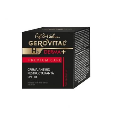 Crema antirid restructuranta SPF 10 Gerovital H3 Derma+ Premium Care (Concentratie: Crema pentru fata, Gramaj: 50 ml)