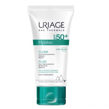 Fluid protecție solară ten mixt-gras Hyseac SPF 50+, Uriage (Concentratie: Crema pentru fata, Gramaj: 50 ml)