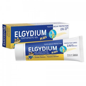 Pasta de dinti pentru copii cu aroma de banane, 2-6 ani, Elgydium Kids (Gramaj: 50 ml, Concentratie: Pasta de dinti)