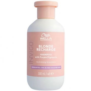 Sampon Wella Professionals Invigo Blonde Recharge pentru neutralizarea tonurilor de galben din parul blond, 300 ml (Concentratie: Sampon, Gramaj: 1000 ml)