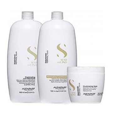 Set pentru stralucire Alfaparf Semi di Lino Diamond Illuminating cu 1000 ml Sampon + 1000 ml Balsam + 500 ml Masca (Concentratie: Set)