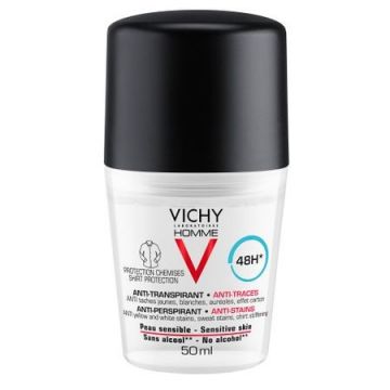 Vichy Deodorant roll-on Homme cu efect anti-urme, eficacitate 48h (Concentratie: Roll-On, Gramaj: 50 ml)