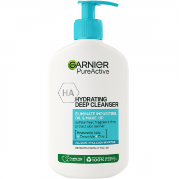 Gel de curatare cu acid hialuronic Pure Active Hydrating Deep Cleanser, 250ml, Garnier