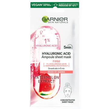 Masca servetel cu pepene rosu si acid hialuronic Skin Naturals Ampoule Firm, 15g, Garnier