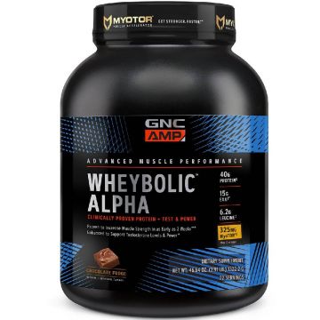 Proteina cu aroma de ciocolata AMP Wheybolic Alpha, 1322.2g, GNC