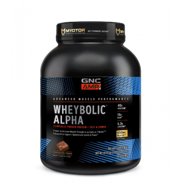 Proteina cu aroma de ciocolata AMP Wheybolic Alpha, 1401.40g, GNC