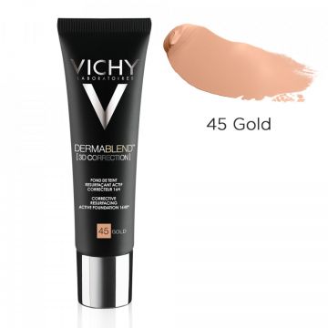 Vichy DermaBlend 3D Correction Fond de ten corector cu actiune de nivelare 16h SPF25 (Concentratie: Fond de ten, Gramaj: 30 ml, Nuanta fond de ten: Nuanta 45)