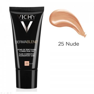 Vichy DermaBlend Fond de ten corector acoperire 16h (Concentratie: Fond de ten, Gramaj: 30 ml, Nuanta fond de ten: Nuanta 25)