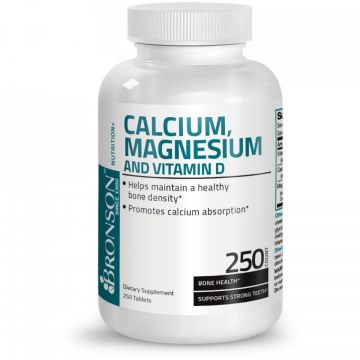 Calciu, Magneziu si Vitamina D3, 250 tablete, Bronson Laboratories