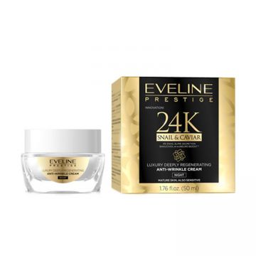 Crema de noapte anti-rid Eveline Prestige 24k Snail & Caviar 50 ml (Concentratie: Crema, Gramaj: 50 ml)