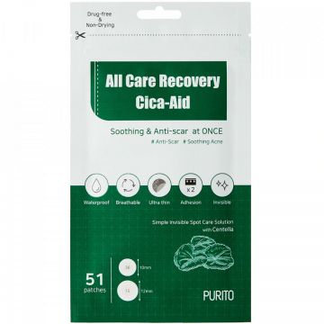 Plasturi pentru tratarea acneei Purito All Care Recovery Cica-Aid, 51 bucati
