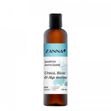 Sampon Anticadere cu Urzica, Ricin si Alge marine, 250ml, Zanna